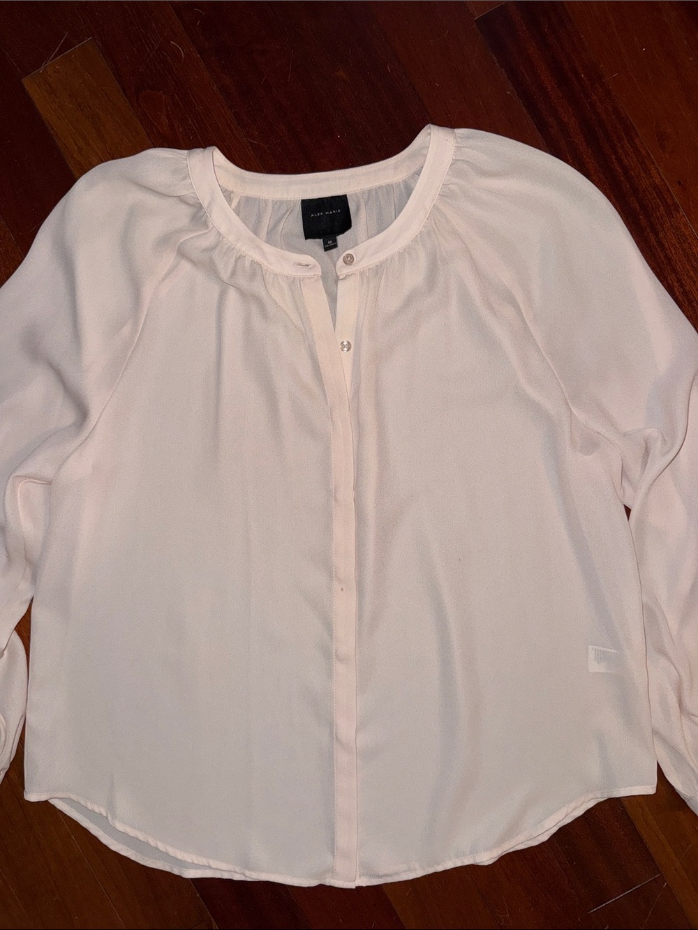 Alex Marie Light Pink Round-Neck Button-Front Blouse